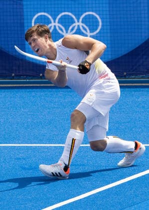 Belgium s Tom Boon pictured in action during a hockey match between Belgium s Red Lions and Canada, in pool B of the men s Field hockey, Feldhockey tournament, on the seventh day of the Tokyo 2020 Olympic Games, Olympische Spiele, Olympia, OS in Tokyo, Japan on Thursday 29 July 2021. The postponed 2020 Summer Olympics are taking place from 23 July to 8 August 2021. BENOITxDOPPAGNE  x3049255x