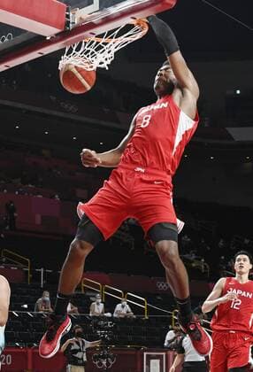 Tokyo Olympics: Basketball Rui Hachimura dunks the ball during the third quarter of Japan s basketball preliminary-round game against Slovenia at the Tokyo Olympics on July 29, 2021, at Saitama Super Arena near Tokyo.  A14AA0000755039P