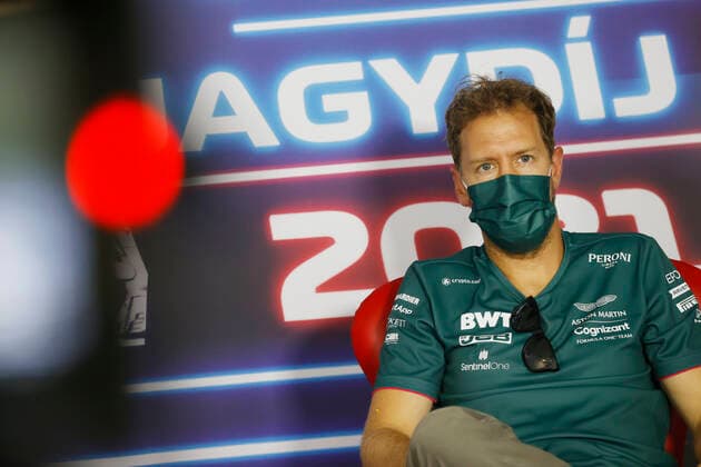 F1 Grand Prix of Hungary 5 Sebastian Vettel (GER, Aston Martin Cognizant F1 Team), F1 Grand Prix of Hungary at Hungaroring on July 29, 2021 in Budapest, Hungary. (Photo by Florion Goga REUTERS FIA Pool via HOCH ZWEI) Budapest Hungary Poolfoto HOCH ZWEI Pool REUTERS ,EDITORIAL USE ONLY