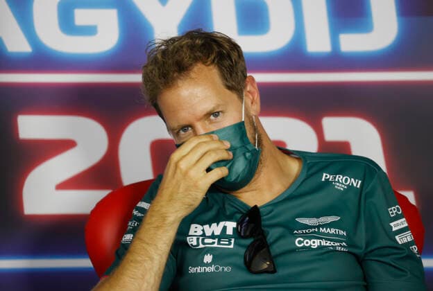 F1 Grand Prix of Hungary 5 Sebastian Vettel (GER, Aston Martin Cognizant F1 Team), F1 Grand Prix of Hungary at Hungaroring on July 29, 2021 in Budapest, Hungary. (Photo by Florion Goga REUTERS FIA Pool via HOCH ZWEI) Budapest Hungary Poolfoto HOCH ZWEI Pool REUTERS ,EDITORIAL USE ONLY