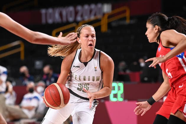 Belgian Cats Julie Allemand fights for the ball during a basketball game between Belgium s Belgian Cats and Puerto Rico, in the women s preliminary round group C, on the eighth day of the Tokyo 2020 Olympic Games, Olympische Spiele, Olympia, OS in Tokyo, Japan on Friday 30 July 2021. The postponed 2020 Summer Olympics are taking place from 23 July to 8 August 2021. ROBxWALBERS  x3049861x
