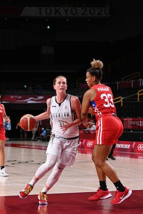Belgian Cats Emma Meesseman and Puerto Rico s India Pagan fight for the ball during a basketball game between Belgium s Belgian Cats and Puerto Rico, in the women s preliminary round group C, on the eighth day of the Tokyo 2020 Olympic Games, Olympische Spiele, Olympia, OS in Tokyo, Japan on Friday 30 July 2021. The postponed 2020 Summer Olympics are taking place from 23 July to 8 August 2021. ROBxWALBERS  x3049989x
