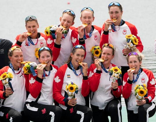 Tokyo 2020 in 2021, rowing, women, eights, Team Canada takes gold