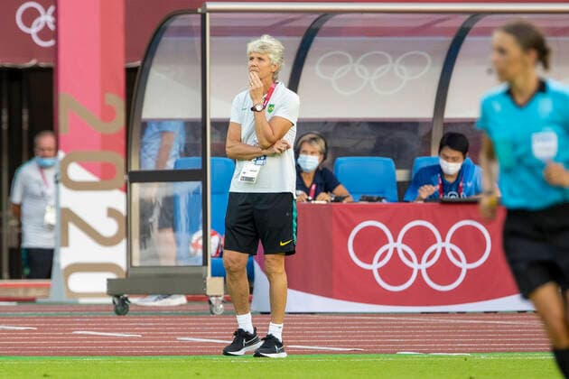 Tokyo 2020 Olympiad Tokyo TÓQUIO, TO - 30.07.2021: TOKYO 2020 OLYMPIAD TOKYO - Pia Sondhage tenico do Brasil during the soccer game between Canada and Brazil at the Olympic Games, Olympische Spiele, Olympia, OS in Tokyo 2020 held in 2021, the game held at Estadio do Miyagi in Japan (Photo: Richard Callis Fotoarena) x2099995x  RichardxCallis