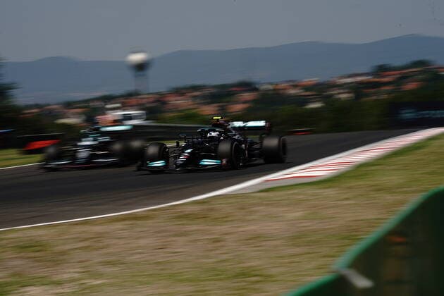 Formula 1 Grand Prix Hungarian Grand Prix 2021 30 07 2021, Hungaroring, Budapest, Formula 1 Grand Prix Hungarian Grand Prix 2021, in the picture Valtteri Bottas FIN 77 , Mercedes AMG Petronas Formula One Team, Lance Stroll CAN 18 , Aston Martin Cognizant Formula One Team nordphotoxGmbHx xBratic nph00250