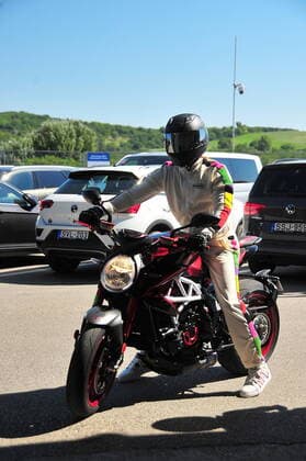 Formula 1 Grand Prix Hungarian Grand Prix 2021 30 07 2021, Hungaroring, Budapest, Formula 1 Grand Prix Hungarian Grand Prix 2021, pictured Lewis Hamilton GBR 44 , Mercedes AMG Petronas Formula One Team arrives at the track on a motorbike nordphotoxGmbHx xBratic nph00250