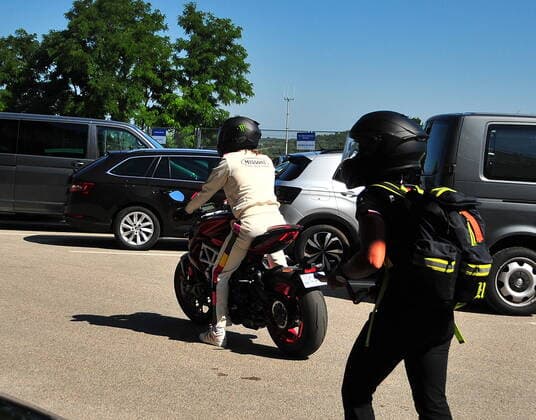 Formula 1 Grand Prix Hungarian Grand Prix 2021 30 07 2021, Hungaroring, Budapest, Formula 1 Grand Prix Hungarian Grand Prix 2021, pictured Lewis Hamilton GBR 44 , Mercedes AMG Petronas Formula One Team arrives at the track on a motorbike nordphotoxGmbHx xBratic nph00250