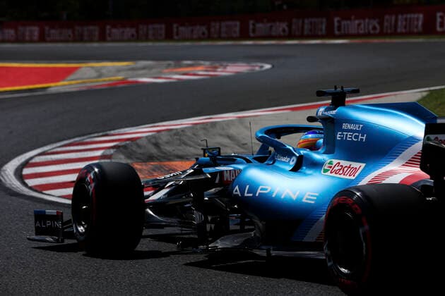 14 ALONSO Fernando (spa), Alpine F1 A521, action during the Formula 1 Magyar Nagydij 2021, Hungarian Grand Prix, 11th round of the 2021 FIA Formula One World Championship, WM, Weltmeisterschaft from July 30 to August 1, 2021 on the Hungaroring, in Mogyorod, near Budapest, Hungary FORMULE 1 : Grand Prix de Hongrie - 30 07 2021 DPPI Panoramic  00121022_AV6_4826