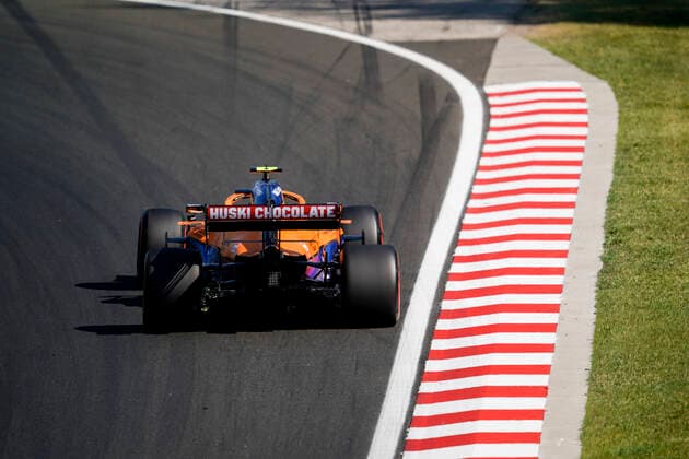 July 30, 2021, Mogyorod, Hungary: LANDO NORRIS of Great Britain and McLaren F1 Team drives during practice of the 2021 FIA Formula 1 Hungarian Grand Prix at the Hungaroring in Mogyorod near Budapest, Hungary. Mogyorod Hungary - ZUMAg147 20210730_zap_g147_016 Copyright: xJamesxGasperottix