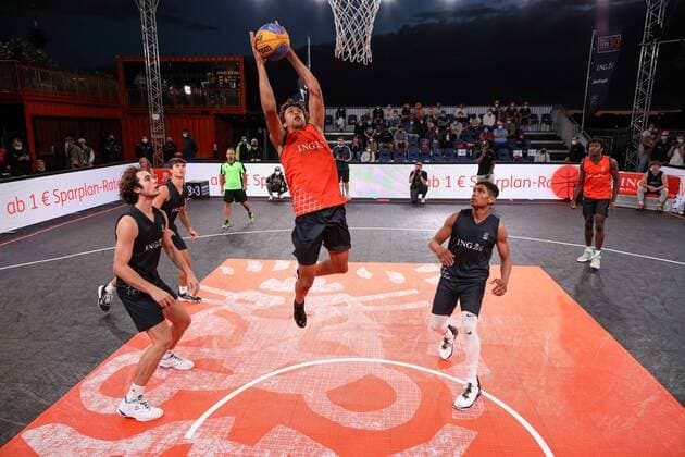 3×3 German Championship 2021, 30 07 2021 Hannover Splash win the title with, Denzel Adjepongakosah Agyeman Hannover Splash U18 , Sidi Linus Beikame Hannover Splash U18 , Fabian Giessmann Hannover Splash U18 , Tebbe Carlos Sikko Moeller Hannover Splash U18 3×3 German Championship 2021 30 07 2021 in Düsseldorf, Germany. Copyright: xBEAUTIFULxSPORTS KennyxBeelex