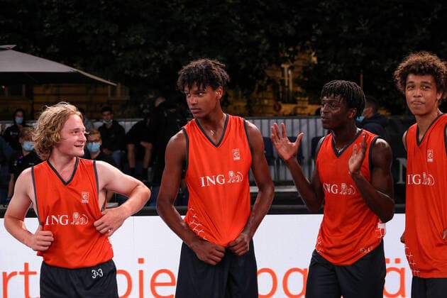 3×3 German Championship 2021, 30 07 2021 Hannover Splash win the title with, Denzel Adjepongakosah Agyeman Hannover Splash U18 , Sidi Linus Beikame Hannover Splash U18 , Fabian Giessmann Hannover Splash U18 , Tebbe Carlos Sikko Moeller Hannover Splash U18 3×3 German Championship 2021 30 07 2021 in Düsseldorf, Germany. Copyright: xBEAUTIFULxSPORTS KennyxBeelex