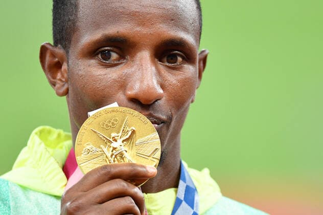 BAREGA Selemon gold medal (ETH), JULY 31, 2021 - Athletics : Men s 10,000m final medal ceremony during the Tokyo 2020 Olympic Games, Olympische Spiele, Olympia, OS at the National Stadium in Tokyo, Japan. Noxthirdxpartyxsales  (166009472)