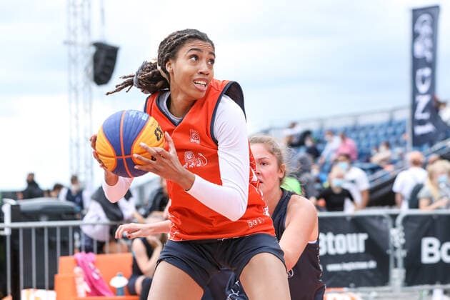 3×3 German Championship 2021, 31 07 2021 scenes at the match of the Duesseldorf teams orange jerseys on the Burgplatz 3×3 German Championship 2021 31 07 2021 in Duesseldorf Copyright: xBEAUTIFULxSPORTS KennyxBeelex