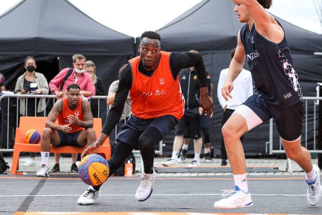 3×3 German Championship 2021, 31 07 2021 scenes at the match of the Duesseldorf teams orange jerseys on the Burgplatz 3×3 German Championship 2021 31 07 2021 in Duesseldorf Copyright: xBEAUTIFULxSPORTS KennyxBeelex