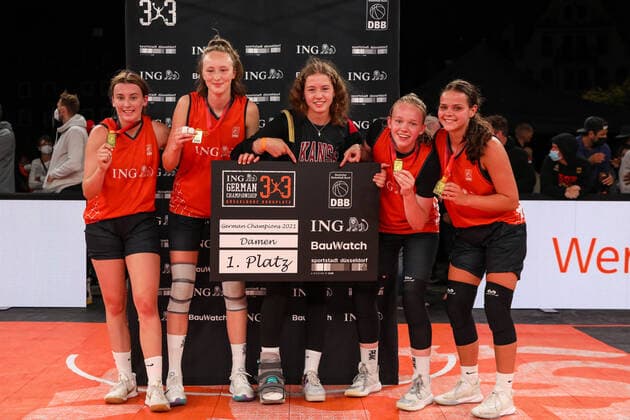 3×3 German Championship 2021, 31 07 2021 The Gruenberg Eaglettes have become German champions in the 3x3 Basketball 3×3 German Championship 2021 31 07 2021 in Düsseldorf, Germany. Copyright: xBEAUTIFULxSPORTS KennyxBeelex