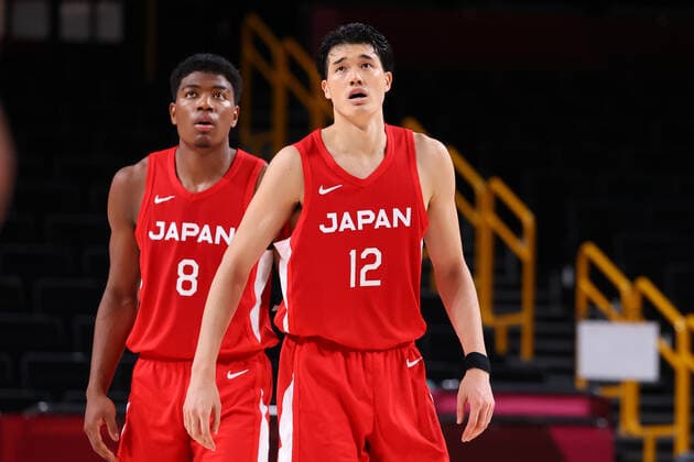 (L-R) Rui Hachimura, Yuta Watanabe (JPN), AUGUST 1, 2021 - Basketball : Men s Preliminary Round Group C match between Argentina - Japan during the Tokyo 2020 Olympic Games, Olympische Spiele, Olympia, OS at the Saitama Super Arena in Saitama, Japan. Noxthirdxpartyxsales  (166093732)