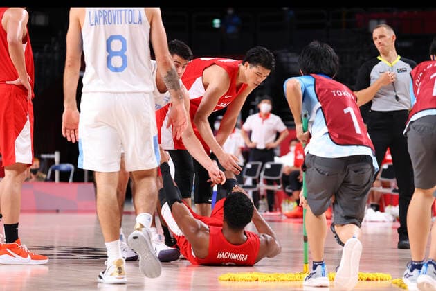 Yuta Watanabe, Rui Hachimura (JPN), AUGUST 1, 2021 - Basketball : Men s Preliminary Round Group C match between Argentina - Japan during the Tokyo 2020 Olympic Games, Olympische Spiele, Olympia, OS at the Saitama Super Arena in Saitama, Japan. Noxthirdxpartyxsales  (166099095)