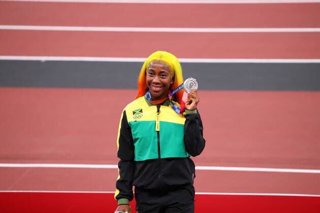 FRASER-PRYCE Shelly-Ann (JAM), AUGUST 1, 2021 - Athletics : Women s 100m Final medal ceremony during the Tokyo 2020 Olympic Games, Olympische Spiele, Olympia, OS at the National Stadium in Tokyo, Japan. Noxthirdxpartyxsales  (166116606)