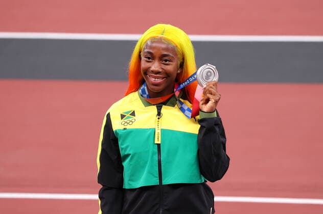 FRASER-PRYCE Shelly-Ann (JAM), AUGUST 1, 2021 - Athletics : Women s 100m Final medal ceremony during the Tokyo 2020 Olympic Games, Olympische Spiele, Olympia, OS at the National Stadium in Tokyo, Japan. Noxthirdxpartyxsales  (166116607)