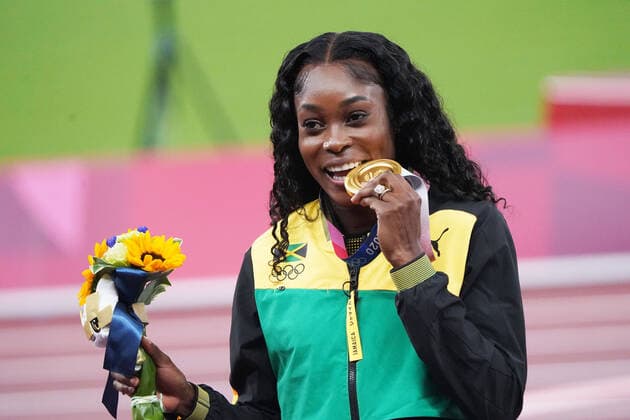 Tokyo 2020 in 2021, athletics, womens 100m, award ceremony