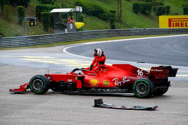 16 LECLERC Charles (mco), Scuderia Ferrari SF21, crash, accident during the Formula 1 Magyar Nagydij 2021, Hungarian Grand Prix, 11th round of the 2021 FIA Formula One World Championship, WM, Weltmeisterschaft from July 30 to August 1, 2021 on the Hungaroring, in Mogyorod, near Budapest, Hungary - FORMULE 1 : Grand Prix de Hongrie - Course - 01 08 2021 DPPI PANORAMIC _B3_5142