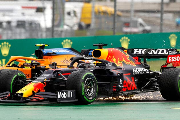 Start, 33 Max Verstappen NED, Red Bull Racing , 4 Lando Norris GBR, McLaren F1 Team , F1 Grand Prix of Hungary at Hungaroring on August 1, 2021 in Budapest, Hungary Photo by HOCH ZWEI Budapest Hungary