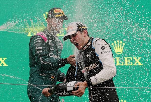 F1 Grand Prix of Hungary 5 Sebastian Vettel (GER, Aston Martin Cognizant F1 Team), 31 Esteban Ocon (FRA, Alpine F1 Team), F1 Grand Prix of Hungary at Hungaroring on August 1, 2021 in Budapest, Hungary. (Photo by Florion Goga REUTERS FIA Pool via HOCH ZWEI) Budapest Hungary Poolfoto HOCH ZWEI Pool REUTERS ,EDITORIAL USE ONLY