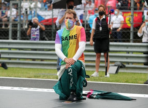 F1 Grand Prix of Hungary 5 Sebastian Vettel (GER, Aston Martin Cognizant F1 Team), F1 Grand Prix of Hungary at Hungaroring on August 1, 2021 in Budapest, Hungary. (Photo by Florion Goga REUTERS FIA Pool via HOCH ZWEI) Budapest Hungary Poolfoto HOCH ZWEI Pool REUTERS ,EDITORIAL USE ONLY
