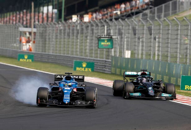 14 Fernando Alonso ESP, Alpine F1 Team , 44 Lewis Hamilton GBR, Mercedes AMG Petronas F1 Team , F1 Grand Prix of Hungary at Hungaroring on August 1, 2021 in Budapest, Hungary Photo by HOCH ZWEI Budapest Hungary