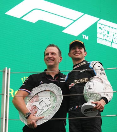 F1 Grand Prix of Hungary Laurent Rossi (FRA, CEO of Alpine), 31 Esteban Ocon (FRA, Alpine F1 Team), F1 Grand Prix of Hungary at Hungaroring on August 1, 2021 in Budapest, Hungary. (Photo by Florion Goga REUTERS FIA Pool via HOCH ZWEI) Budapest Hungary Poolfoto HOCH ZWEI Pool REUTERS ,EDITORIAL USE ONLY