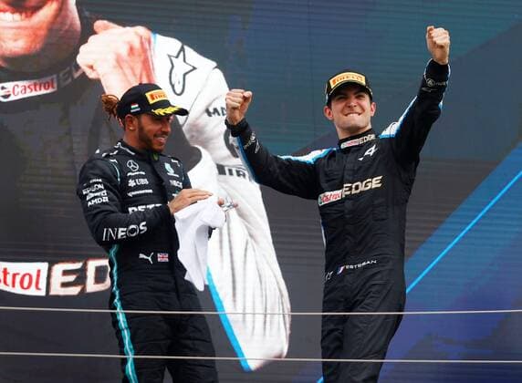 F1 Grand Prix of Hungary 44 Lewis Hamilton (GBR, Mercedes-AMG Petronas F1 Team), 31 Esteban Ocon (FRA, Alpine F1 Team), F1 Grand Prix of Hungary at Hungaroring on August 1, 2021 in Budapest, Hungary. (Photo by Florion Goga REUTERS FIA Pool via HOCH ZWEI) Budapest Hungary Poolfoto HOCH ZWEI Pool REUTERS ,EDITORIAL USE ONLY