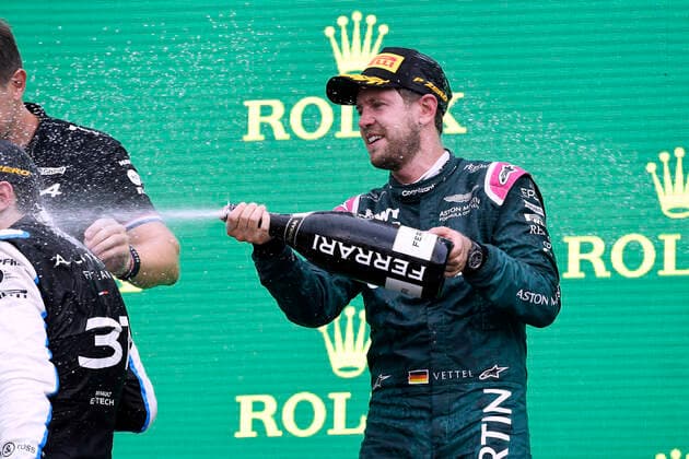 VETTEL Sebastian F1 Team Aston Martin 2 place at the award ceremony F1 season 2021 GP of Hungary on 01 August 2021 in Budapest