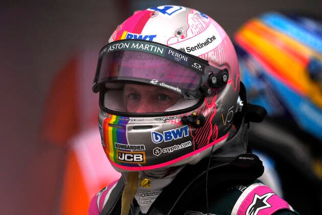 VETTEL Sebastian F1 Team Aston Martin with rainbow helmet after the race F1 season 2021 GP of Hungary on 01 August 2021 in Budapest