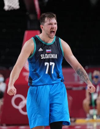 (210801) -- SAITAMA, Aug. 1, 2021 -- Luka Doncic of Slovenia celebrates during the men s basketball preliminary round match between Spain and Slovenia at Tokyo 2020 Olympic Games, Olympische Spiele, Olympia, OS in Saitama, Japan, Aug. 1, 2021. ) (TOKYO2020)XHTP-JAPAN-SAITAMA-OLY-BASKETBALL-MEN S-PRELIMINARY ROUND-ESP VS SLO MengxYongmin 