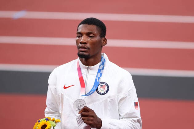 KERLEY Fred Silver medal (USA), AUGUST 2, 2021 - Athletics : Men s 100m medal ceremony during the Tokyo 2020 Olympic Games, Olympische Spiele, Olympia, OS at the National Stadium in Tokyo, Japan. Noxthirdxpartyxsales  (166202250)
