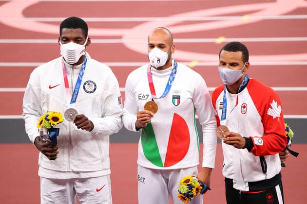 Tokyo 2020 in 2021, athletics, mens 100m, award ceremony