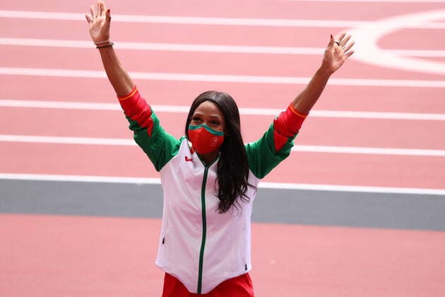 MAMONA Patricia (POR), SILVER Medal AUGUST 2, 2021 - Athletics : Women s Triple Jump Victory Celebration during the Tokyo 2020 Olympic Games, Olympische Spiele, Olympia, OS at the Olympic Stadium in Tokyo, Japan. Noxthirdxpartyxsales  (166204258)