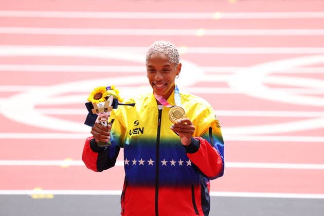 ROJAS Yulimar (VEN),GOLD Medal and World Record, AUGUST 2, 2021 - Athletics : Women s Triple Jump Victory Celebration during the Tokyo 2020 Olympic Games, Olympische Spiele, Olympia, OS at the Olympic Stadium in Tokyo, Japan. Noxthirdxpartyxsales  (166204275)