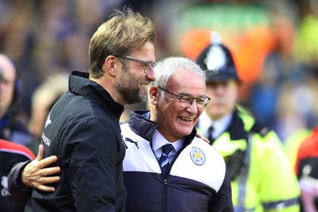 Mandatory Credit: Photo by Paul Greenwood BPI Shutterstock (5502047m) Liverpool Manager Jurgen Klopp and Leicester City Manager Claudio Ranieri share a joke on the touchline ahead of the Barclays Premier League match between Liverpool and Leicester City played at Anfield, Liverpool Barclays Premier League 2015 16 Liverpool v Leicester City Anfield, Anfield Rd, Liverpool, United Kingdom - 26 Dec 2015 EDITORIAL USE ONLY No use with unauthorised audio, video, data, fixture lists (outside the EU), club league logos or live services. Online in-match use limited to 45 images (+15 in extra time). No use to emulate moving images. No use in betting, games or single club league player publications services. Barclays Premier League 2015 16 Liverpool v Leicester City Anfield, Anfield Rd, Liverpool, United Kingdom - 26 Dec 2015 EDITORIAL USE ONLY No use with unauthorised audio, video, data, fixture lists (outside the EU), club league logos or live services. Online in-match use limited to 45 images (+15 in extra time). No use to emulate moving images. No use in betting, games or  Copyright: xPaulxGreenwood BPI Shutterstockx 5502047m