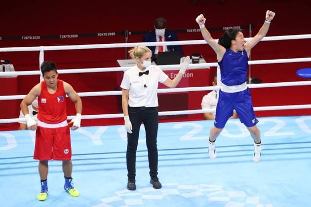 Tokio 2020 im Jahr 2021, Rückblick: Olympische Highlights Sport Bilder des Tages Sena Irie (JPN), AUGUST 3, 2021 - Boxing : Women s Feather (57kg) Final during the Tokyo 2020 Olympic Games, Olympische Spiele, Olympia, OS at the Kokugikan Arena in Tokyo, Japan. Noxthirdxpartyxsales  (166266301)