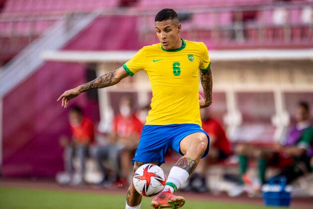 Tokyo 2020 Olympiad Tokyo TÓQUIO, TO - 03.08.2021: TOKYO 2020 OLYMPIAD TOKYO - Guilherme Arana from Brazil during the Mexico vs Brazil soccer game at the Tokyo 2020 Olympic Games, Olympische Spiele, Olympia, OS held in 2021, the game held at Kashima Stadium, Japan. (Photo: Richard Callis Fotoarena) x2101892x  RichardxCallis