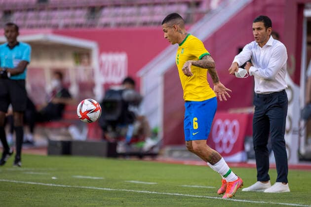 Tokyo 2020 Olympiad Tokyo TÓQUIO, TO - 03.08.2021: TOKYO 2020 OLYMPIAD TOKYO - Guilherme Arana from Brazil during the Mexico vs Brazil soccer game at the Tokyo 2020 Olympic Games, Olympische Spiele, Olympia, OS held in 2021, the game held at Kashima Stadium, Japan. (Photo: Richard Callis Fotoarena) x2101894x  RichardxCallis
