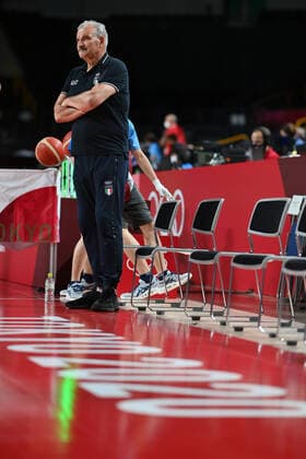 Photo Alfredo Falcone - LaPresse 03 08 2021 Tokyo (Japan) The Games of the XXXII Tokyo 2020 Olympics Basketball men quarterfinal Italy vs France In the pic:Meo Sacchetti  Copyright: xAlfredoxFalcone LaPressex