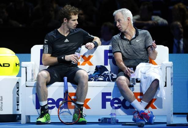 Mandatory Credit: Photo by Ella Ling Bpi Shutterstock (4244739aw) John McEnroe and Andy Murray chat at the exhibition at the ATP, Tennis Herren World Tour Finals, London, 2014 ATP Tennis World Tour 2014 ATP World Tour Finals Day Eight O2 Arena, Peninsula Square, London, United Kingdom - 16 Nov 2014 Editorial use only. No merchandising. ATP Tennis World Tour 2014 ATP World Tour Finals Day Eight O2 Arena, Peninsula Square, London, United Kingdom - 16 Nov 2014 Editorial use only. No merchandising.  Copyright: xEllaxLing Bpi Shutterstockx 4244739aw