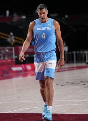 (210803) -- SAITAMA, Aug. 3, 2021 -- Luis Scola of Argentina reacts during the men s basketball quarterfinal match between Australia and Argentina at Tokyo 2020 Olympic Games, Olympische Spiele, Olympia, OS in Saitama, Japan, Aug. 3, 2021. ) (TOKYO2020)JAPAN-SAITAMA-OLY-BASKETBALL-MEN S QUARTERFINAL-AUS VS ARG MengxYongmin 