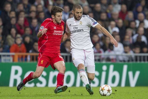 Mandatory Credit: Photo by Sergio Lopez BPI Shutterstock (4231722dm) Karim Benzema of Real Madrid and Adam Lallana of Liverpool UEFA Champions League 2014 15 Group Stage Group B Real Madrid v Liverpool Santiago Bernabéu Stadium, Madrid, Spain - 4 Nov 2014 EDITORIAL USE ONLY UEFA Champions League 2014 15 Group Stage Group B Real Madrid v Liverpool Santiago Bernabéu Stadium, Madrid, Spain - 4 Nov 2014 EDITORIAL USE ONLY  Copyright: xSergioxLopez BPI Shutterstockx 4231722dm