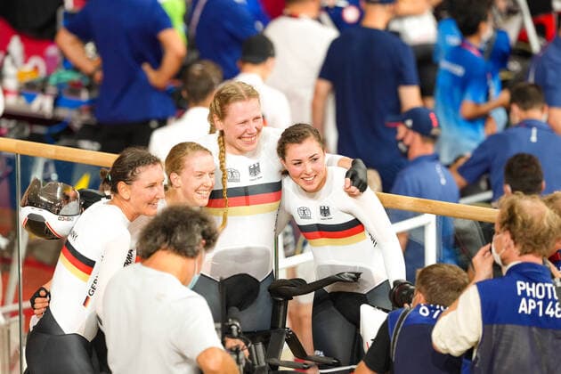 Franziska Brausse (GER), Lisa Brennauer (GER), Lisa Klein (GER), Mieke Kroger (GER), AUGUST 3, 2021 - Cycling : Women s Team Pursuit Final during the Tokyo 2020 Olympic Games, Olympische Spiele, Olympia, OS at the Izu Velodrome in Shizuoka, Japan. Noxthirdxpartyxsales  (166352502)