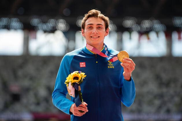 210804 Armand Duplantis of Sweden at the medal ceremony after men s pole vault final during day 12 of the Tokyo 2020 Olympic Games on August 4, 2021 in Tokyo Photo Vegard Wivestad Grott BILDBYRAN kod VG VG0149 bbeng athletics athletics athletics olympic games olympics os ol olympiska spel olympic games tokyo2020 tokyo 2020 tokyo os tokyo ol sweden sweden OS gold Olympic gold,  Copyright: VEGARDxWIVESTADxGRoTT BB210804VG020