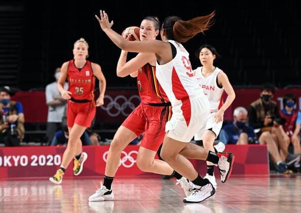 Belgian Jana Raman pictured in action during a basketball game between Belgium s Belgian Cats and Japan, in the women s quarter finals, on day 13 of the Tokyo 2020 Olympic Games, Olympische Spiele, Olympia, OS in Tokyo, Japan on Wednesday 04 August 2021. The postponed 2020 Summer Olympics are taking place from 23 July to 8 August 2021. ROBxWALBERS  x3055203x