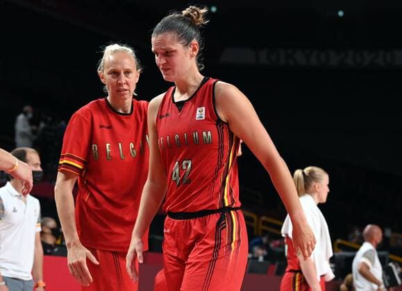 Belgian An Wauters and Belgian Jana Raman react during a basketball game between Belgium s Belgian Cats and Japan, in the women s quarter finals, on day 13 of the Tokyo 2020 Olympic Games, Olympische Spiele, Olympia, OS in Tokyo, Japan on Wednesday 04 August 2021. The postponed 2020 Summer Olympics are taking place from 23 July to 8 August 2021. ROBxWALBERS  x3055258x